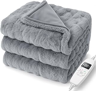 HAGOOGI 電気毛布 敷き 掛け兼用 節電 190×130cm 10段階温度調整 8Hタイマー付き 電気毛布洗える 速暖 恒温加熱 頭寒足熱 ダニ退治 電気敷毛布 電気ブランケット 防寒対策 肩掛け 膝掛け 厚手生地 ふわふわ 両面使え 暖房器具 (エレガントグレー)