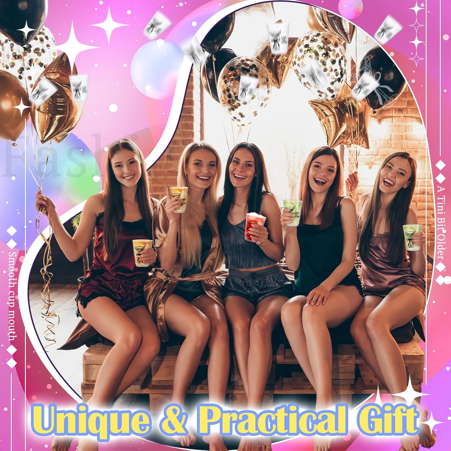 Jingmore 24 Pack A Tini Bit Older Cups 16 oz Plastic Martini Birthday Cups Martini Bow Party Decorations for Women a Tini Bar Bit Older Birthday Home Bachelorette Party Supplies(Black)