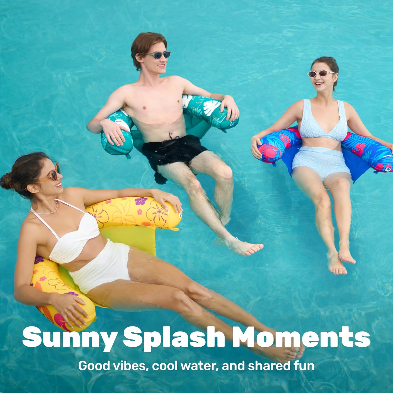 SLOOSH Inflatable Pool Noodle Chair, 3 Packs Pool Floats Noodle Sling Floatie, Swimming Party Floating Chair for Adult Party Summer Water Fun