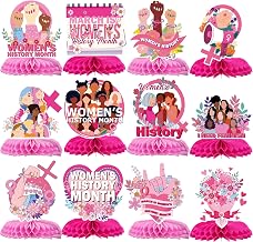 Women's History Month Decorations, 12 Pcs National Women's Honeycomb Centerpieces Decorations for Home, Womens History Month Table Decor for Community School Office