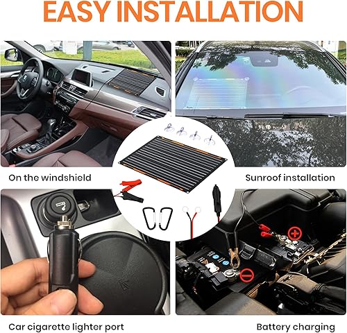 Miniatura 5 de FlexSolar Kit de mantenimiento de cargador de batería de panel solar de 20 W 12 V, cargador de goteo con controlador de carga integrado, enchufe de