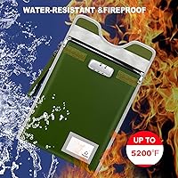 Vista 3 de Bolsa de seguridad para documentos con candado (5200℉), soporte para documentos de viaje de 15 x 11 pulgadas, bolsa ignífuga con cremallera
