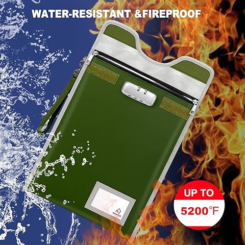 Miniatura 3 de Bolsa de seguridad para documentos con candado (5200), soporte para documentos de viaje de 15 x 11 pulgadas, bolsa ignífuga con cremallera para