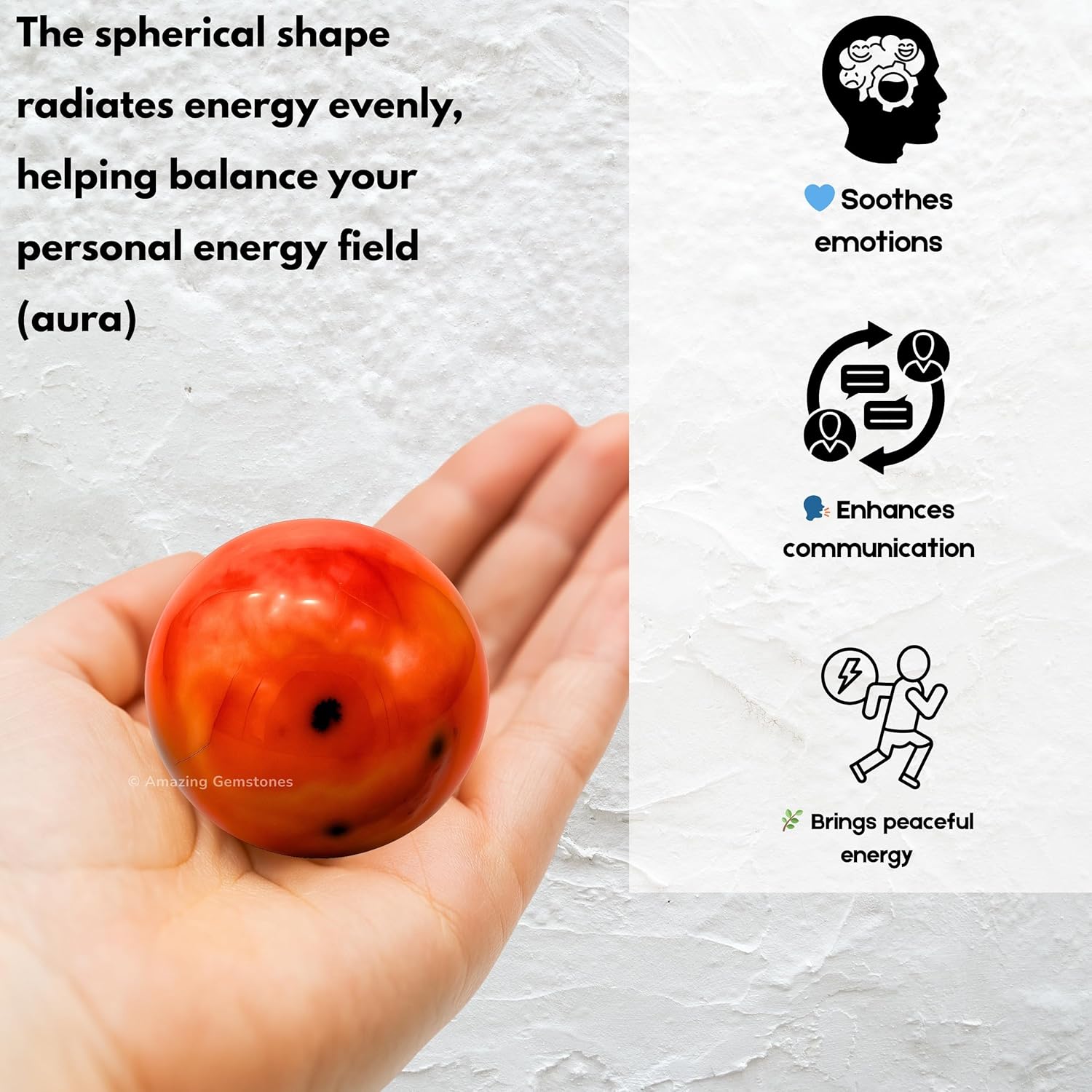 Amazing Gemstone Carnelian Crystal Ball with Stand - 2" Inches Crystal Sphere Meditation Balls for Witchcraft and Decorative Balls