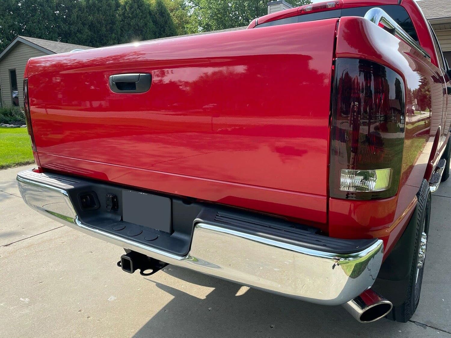 ECOTRIC Rear Step Bumper Assembly Compatible with 2002-2009 Dodge Ram 1500 2500 3500 W/License Plate Light Replace for CH1103111 CH1103108 55077107AD 55077107AF Fleetside Styleside Chrome