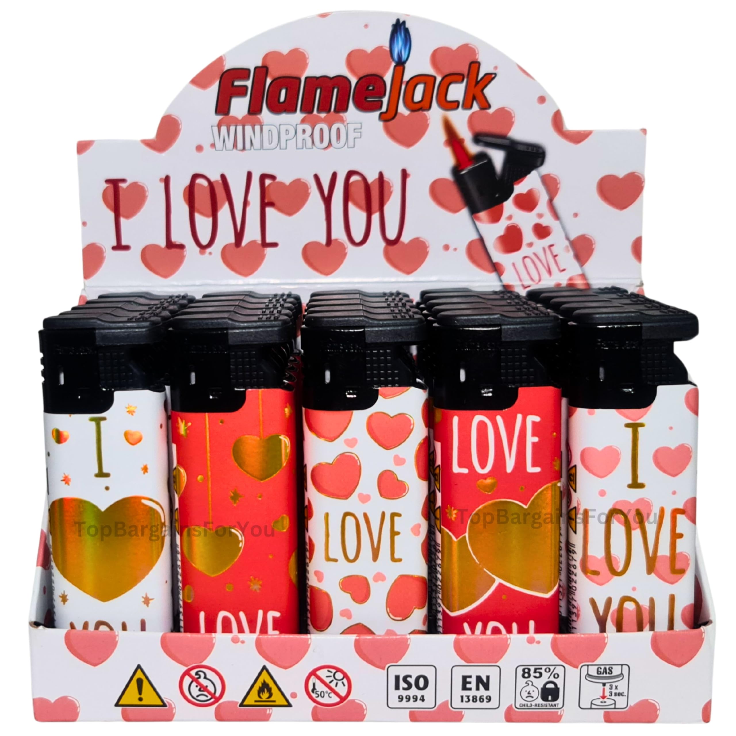 Zactly - 5 x FlameJack Colourful Windproof Dustproof Jet Lighters Really Powerful – LIMITED EDITION (Pink Golden Love)