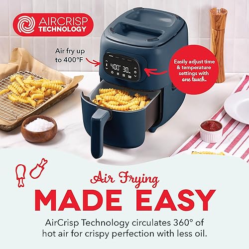 Miniatura 4 de Dash Flip & Fry - Parrilla digital 2 en 1 + freidora de aire con 4 funciones, capacidad de 3 Qt, freidora de aire y parrilla interior para papas