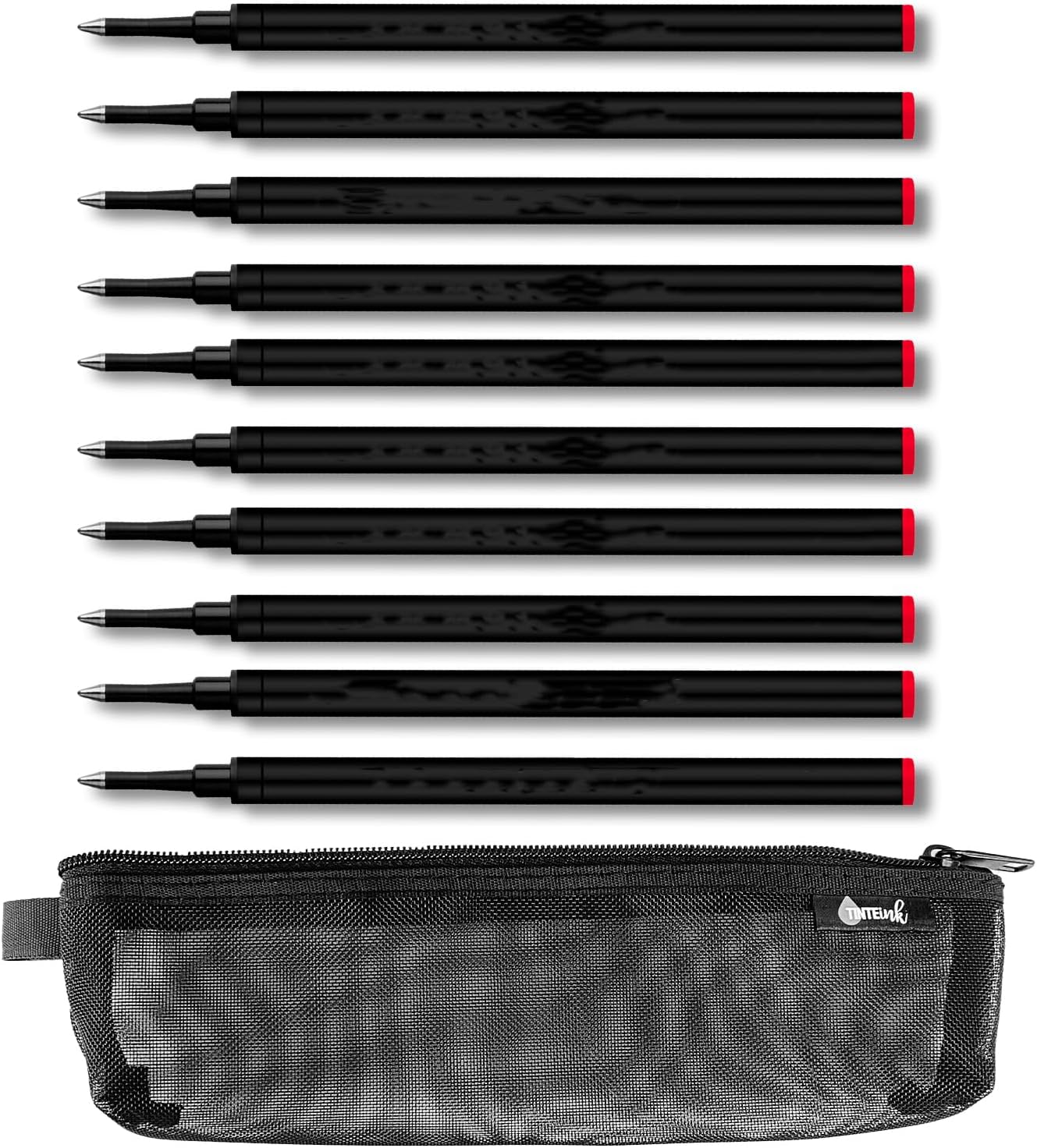 Rollerball Refill Medium 0.7 mm Compatible with Schmidt 888 Pen Refills and Other pens Choose Colour and Quantity with Tinte Ink Pencil Case (Red, 10)