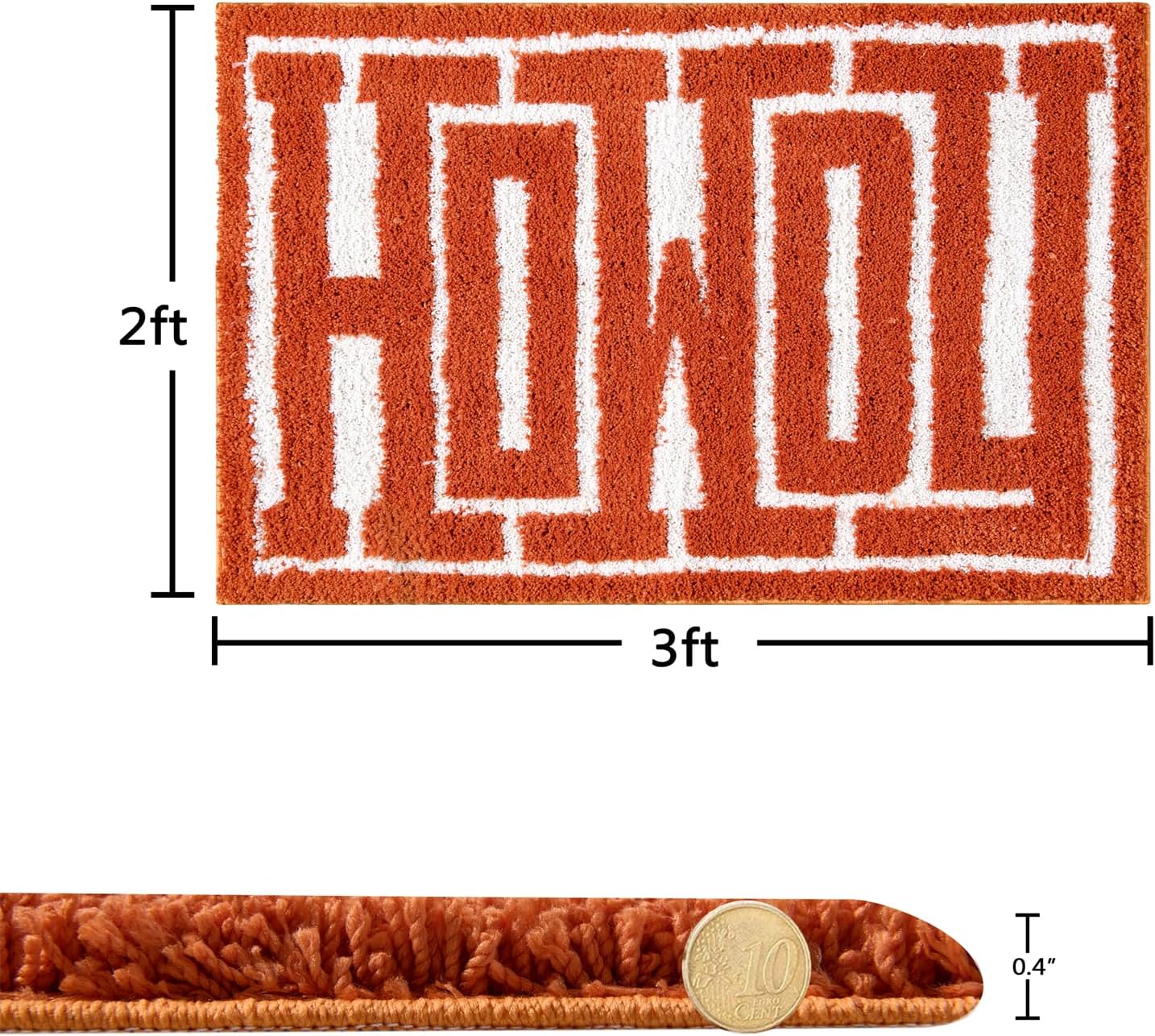 RoomTalks Washable Howdy Rug Indoor Doormat, Cowboy Country Rustic Southwestern Bathroom Rugs Non Slip Bath Mat, Wild West Burnt Orange 2x3 Throw Area Rug for for Bedroom Bathroom Kitchen