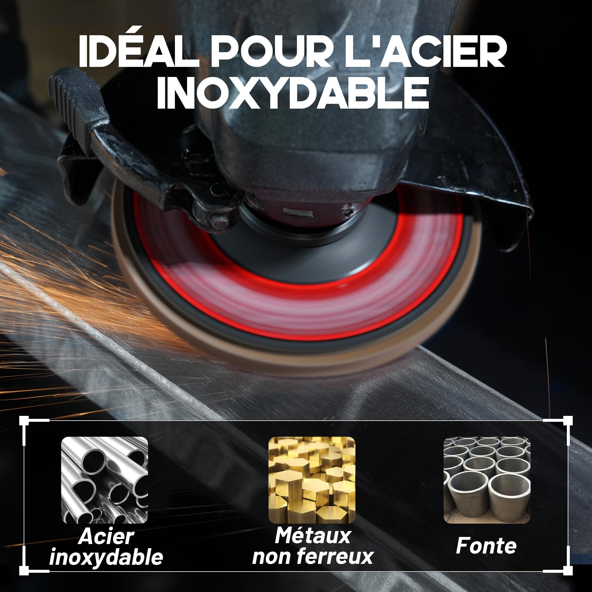 EZARC Disques à lame en céramique de 40 granulés, disques de ponçage à lame de 115 mm, meule de meulage en céramique de type 29 pour l'acier inoxydable, la fonte et les tôles métalliques, paquet de 10
