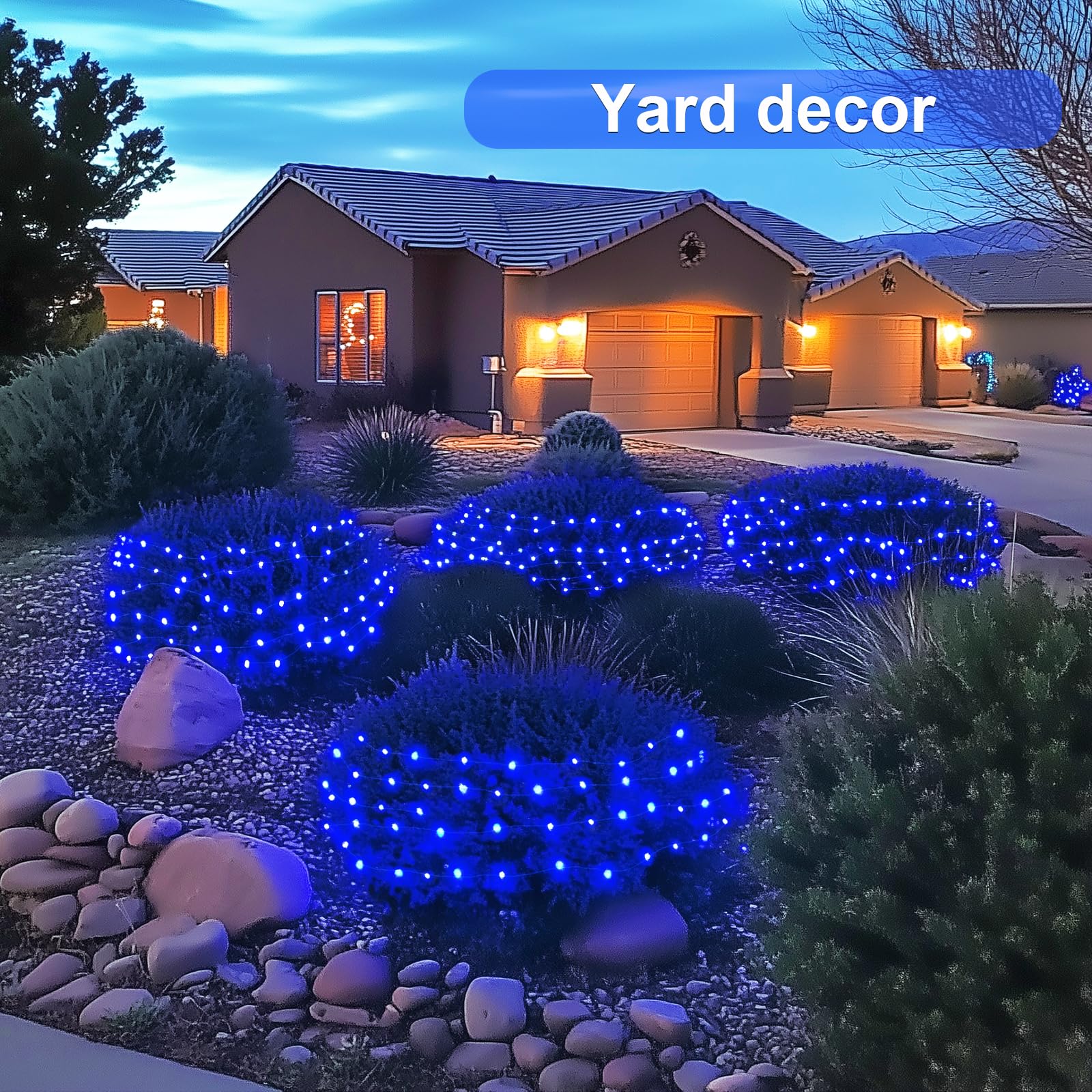 JMEXSUSS Paquete de 8 50 luces LED azules de hadas que funcionan con pilas, decoraciones de Halloween y Navidad