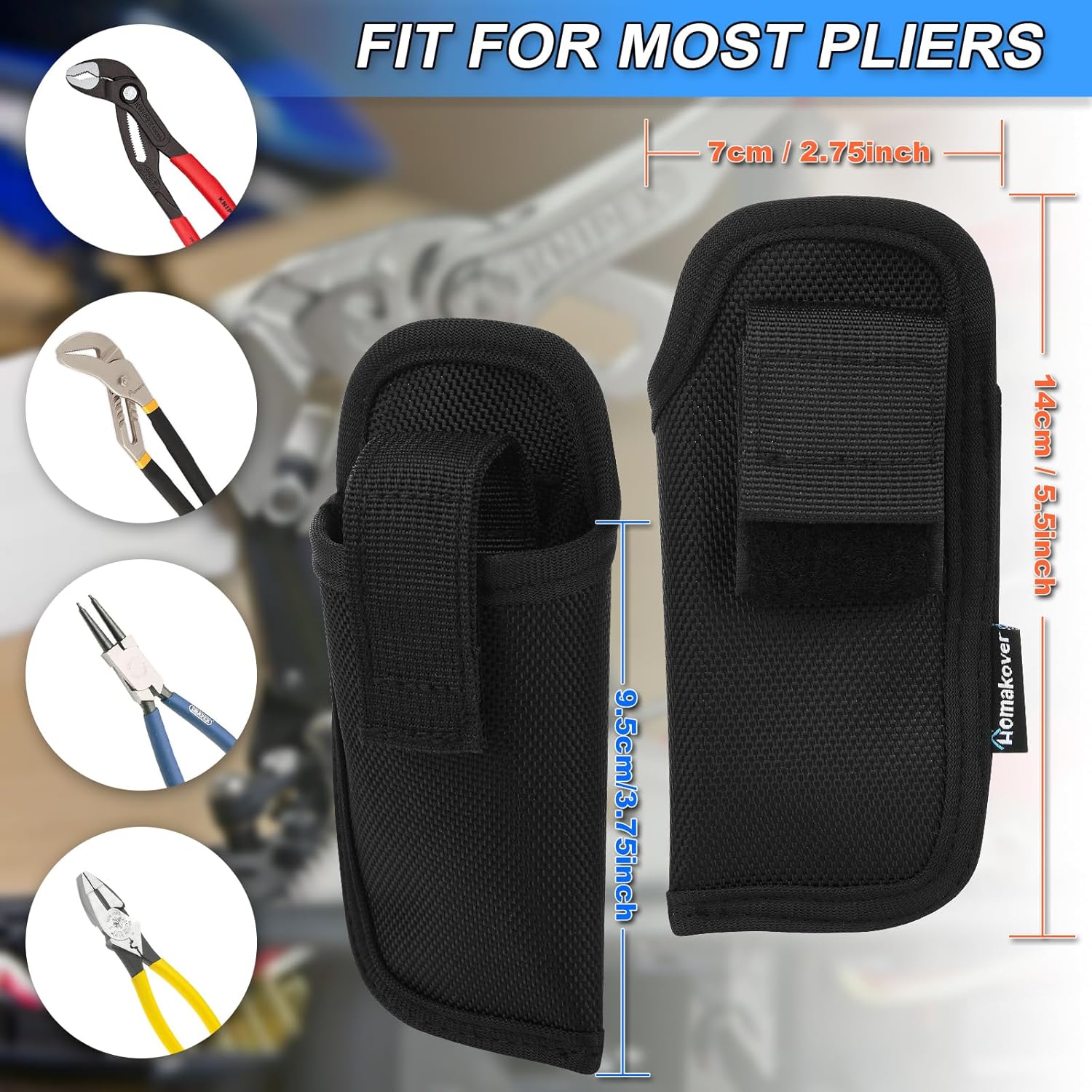 1 Pack Black 1680D Belt Sheath Pouch Holder for KNIPEX Cobra Pliers, Fit for 5-7Inch Size (Pouch Only)