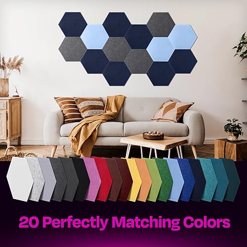 Miniatura 5 de Ekkogo Paneles acústicos, paquete de 12 paneles de pared insonorizados de 14 x 13 x 0.4 pulgadas, paneles de amortiguación de sonido de alta