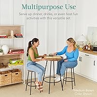 Vista 4 de Best Choice Products Bistro - Juego de comedor de 3 piezas, moderna mesa redonda de pub de altura de mostrador, parte superior alta compacta