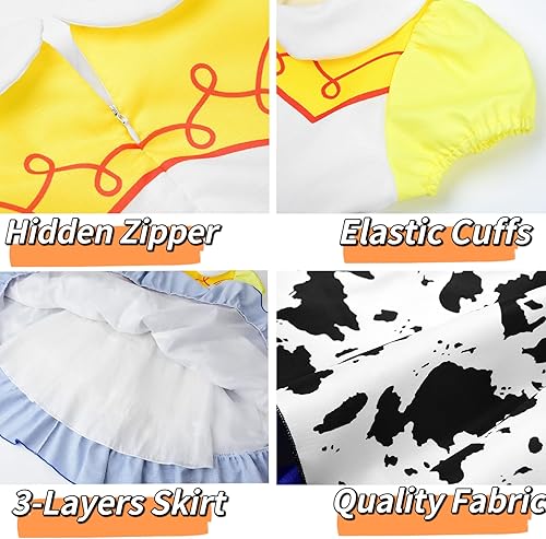 Miniatura 5 de Disfraz de vaquera para niñas, vestido de vaquera, disfraz de Jessie, fiesta de Halloween, disfraz de princesa con sombrero de vaquero rojo