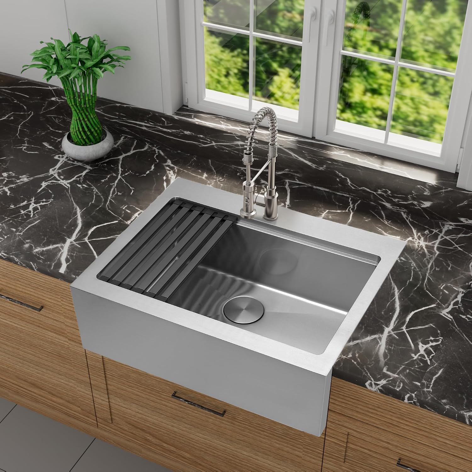 YetCrest 30 Inch Farmhouse Sink, 30x22 Single Bowl 10 Inch Deep Farm ...