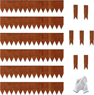 20ft.Cor-Ten Weathering Steel Landscape Edging(6 Pack)-8"x40"- Pre-Rusted Garden Edging with 7 Clips & Gloves - Durable,Flexible, Easy-to-Install for Landscaping,Tree Rings,Lawn & Garden