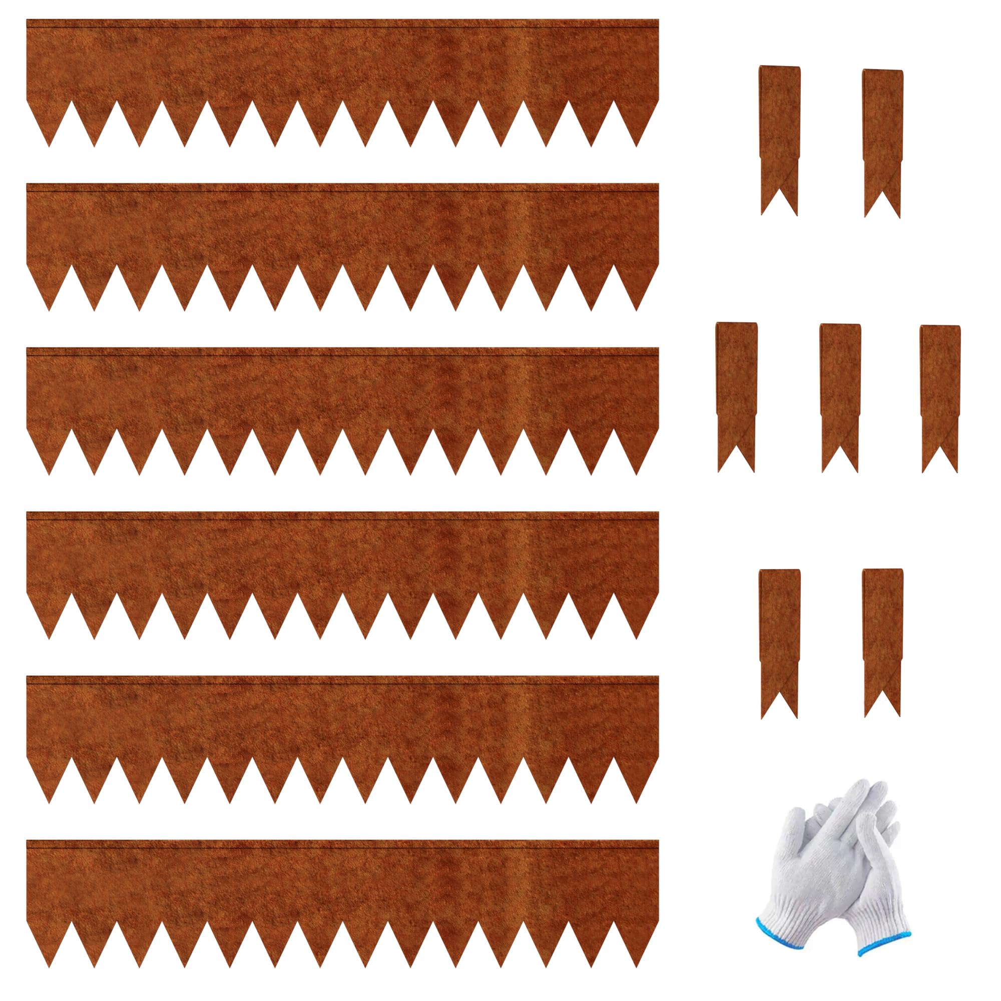 Photo 1 of 20ft.Cor-Ten Weathering Steel Landscape Edging(6 Pack)-8"x40"- Pre-Rusted Garden Edging with 7 Clips & Gloves - Durable,Flexible, Easy-to-Install for Landscaping,Tree Rings,Lawn & Garden