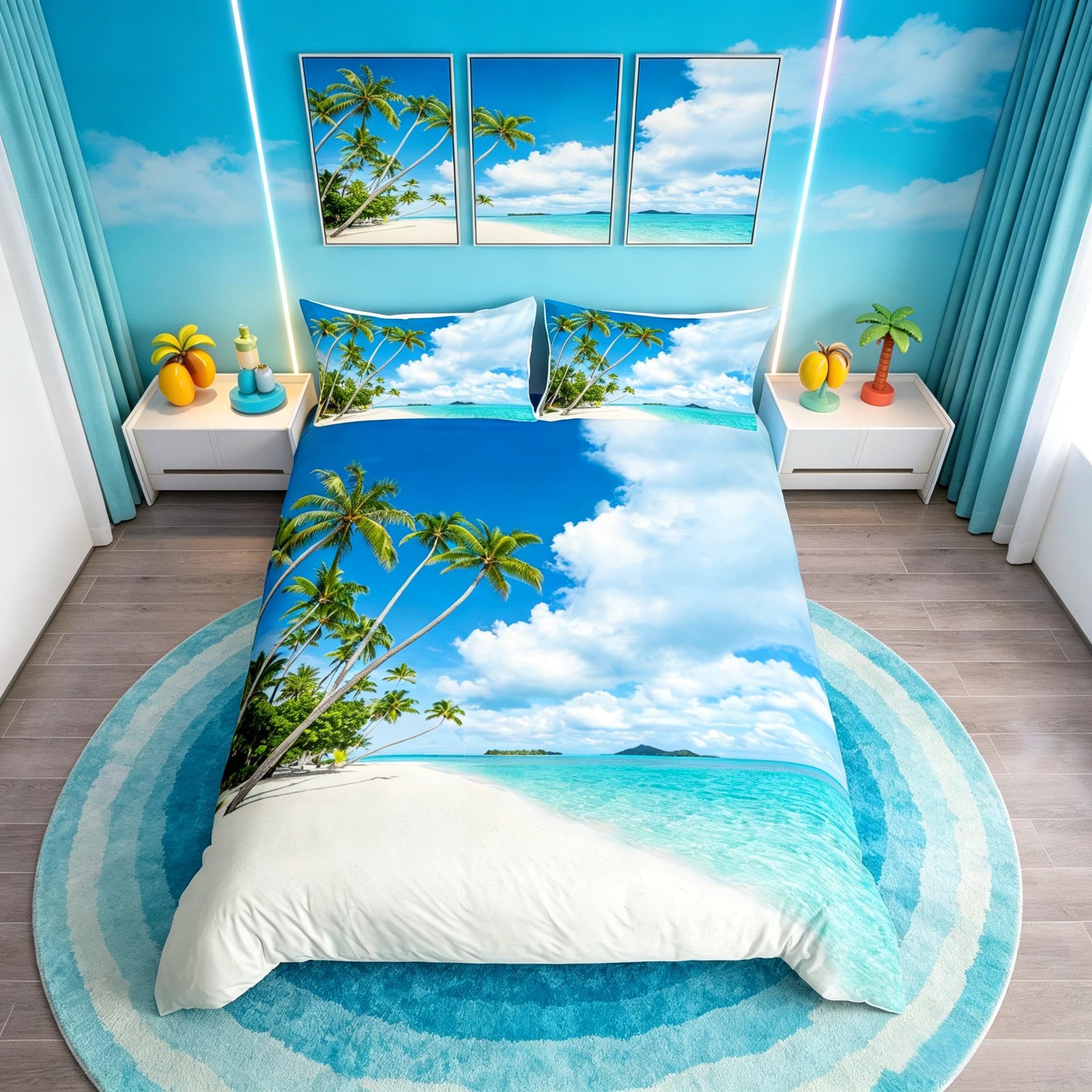 Housse de couette bleu king size parure lit deux personnes