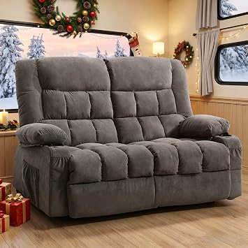 MAHOMICO Recliner Loveseat with Cup Holders for Living Room Love Seat Manual Oversized Recliner with Ergonomic, Side Pocket for Adult