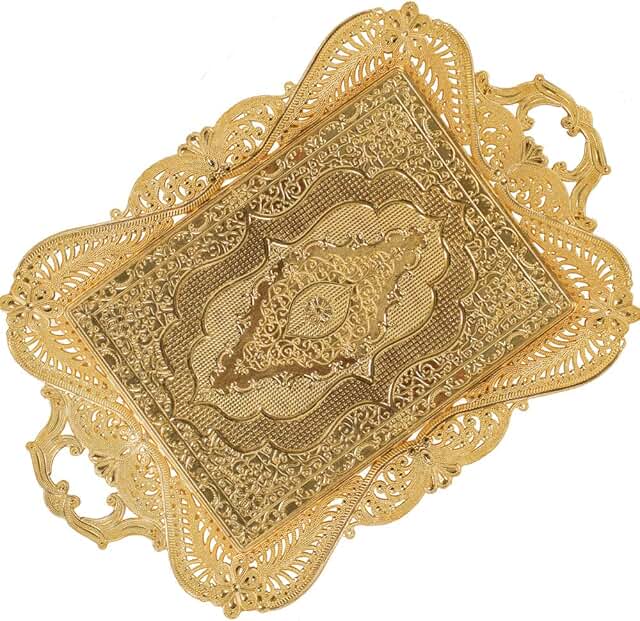 Gold Turkish Coffee Tea Serving Tray Table Home Decor Decorative Handle ...