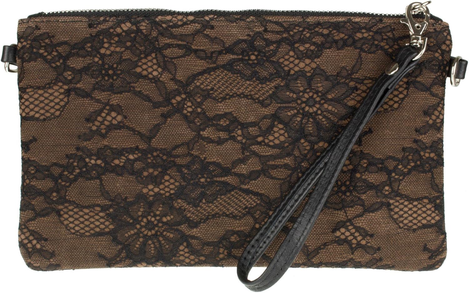 Girly HandBags Womens Italian Suede Leather Lace Clutch Bag