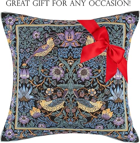 Miniatura 7 de STP GOODS Funda de almohada de algodón y poliéster William Morris, funda de almohada con cremallera oculta, 45  17.7 in, decoración bohemia ideal