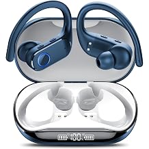 Open Ear Earbuds Active Noise Cancelling Bluetooth 6.0 Wireless Headphone, Over Ear Earphones with Adjustable Ear Hooks, 60H Playtime & LED Digital Display, IPX7 Waterproof Ear buds for Workout, Gym