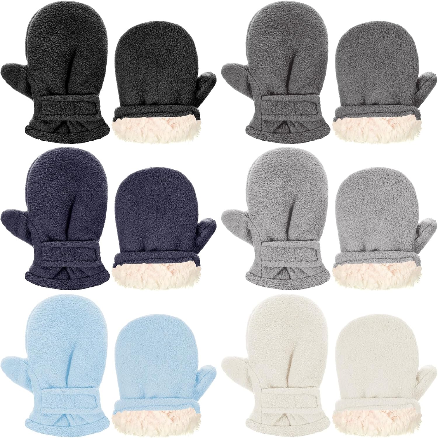 Suhine 6 Pairs Toddler Mittens Ages 24 Unisex Lined Fleece Toddler Gloves Ages 24