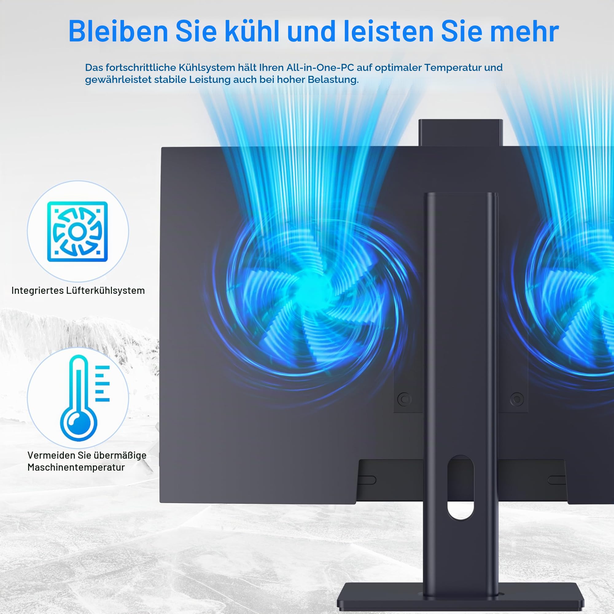 Desktop-PC All-in-One 27 Zoll Quad-Core N95 (bis zu 3,4 GHz) 512 GB SSD 16 GB RAM mit Webcam, All-in-One-PC unterstützt Bildschirm, WiFi6 Dual-Band Bluetooth 5.3, Schwarz