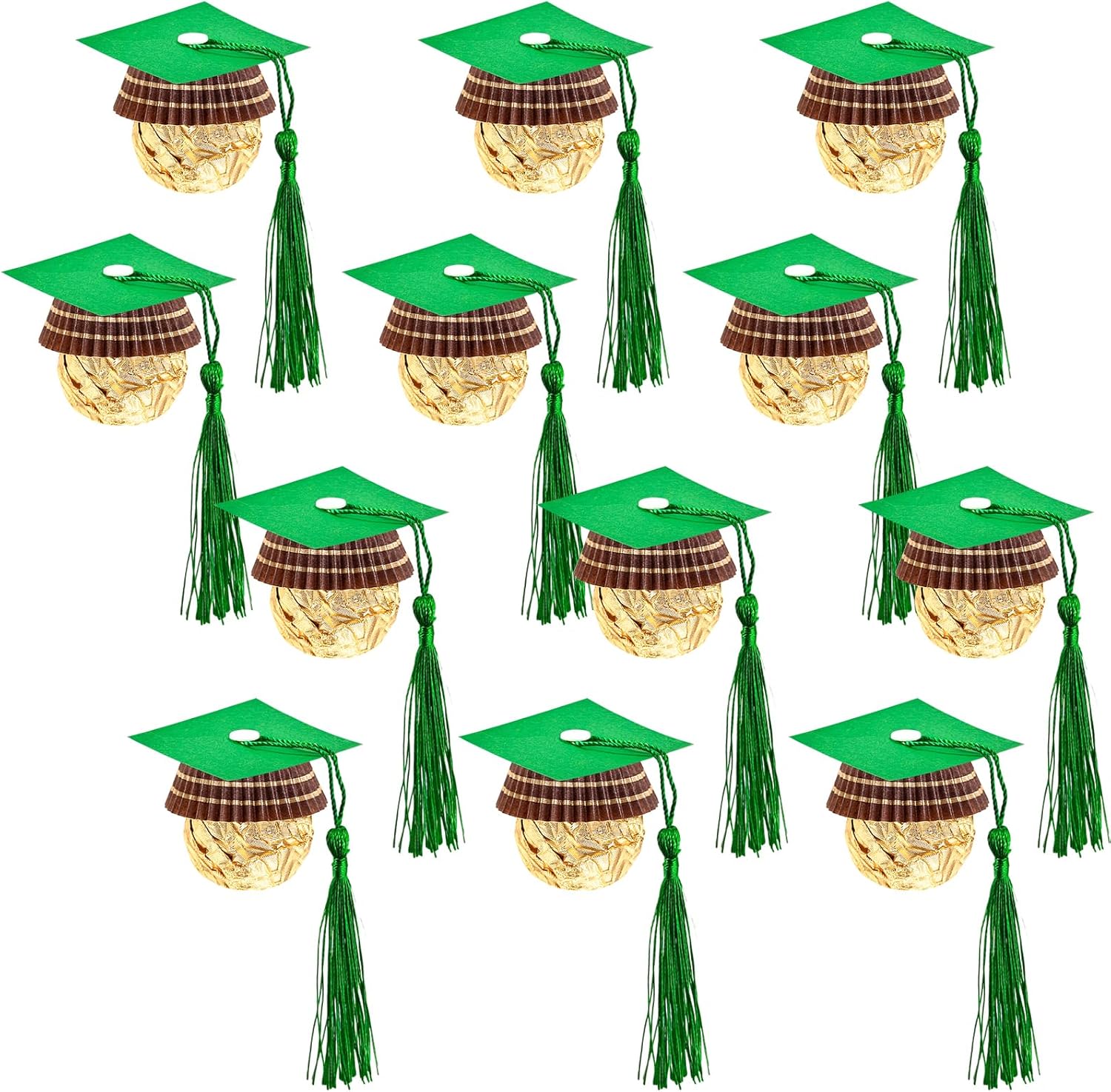 Graduation Cap Chocolate Decorations, 200pcs Black and Dark Blue 2025 Graduation Party Set for Chocolates Candies (200pcs green)