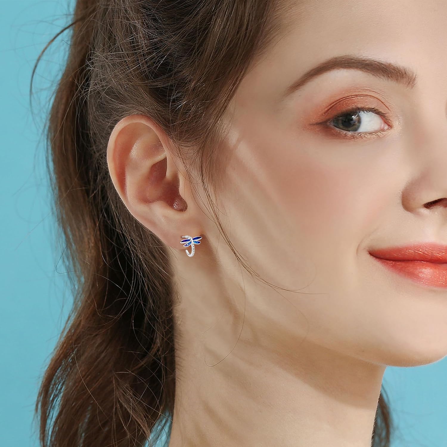 MONGAS Dragonfly Earrings Sterling Silver Dragonfly Screw Back Stud Earrings Animal Jewelry for Women - Image 2