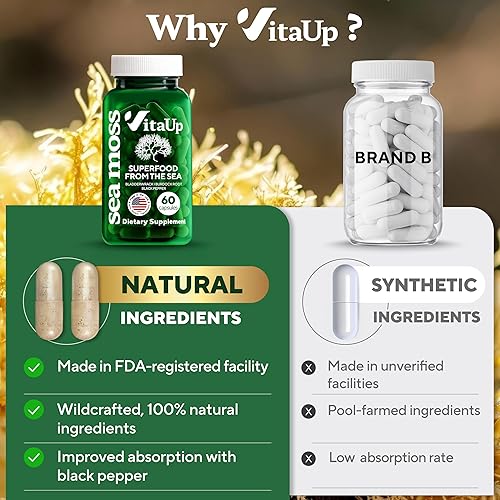 Miniatura 4 de Wildcrafted Cápsulas de musgo marino irlandés con raíz de bardana y vejiga Musgo marino fabricado en Estados Unidos avanzado para el cabello, la