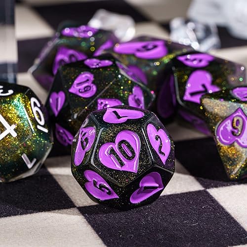 Miniatura 10 de Juego de 7 dados poliédricos de orgullo bisexual para D&D, con bandera homosexual para Dungeons and Dragons RPG y otros juegos de mesa (mate)