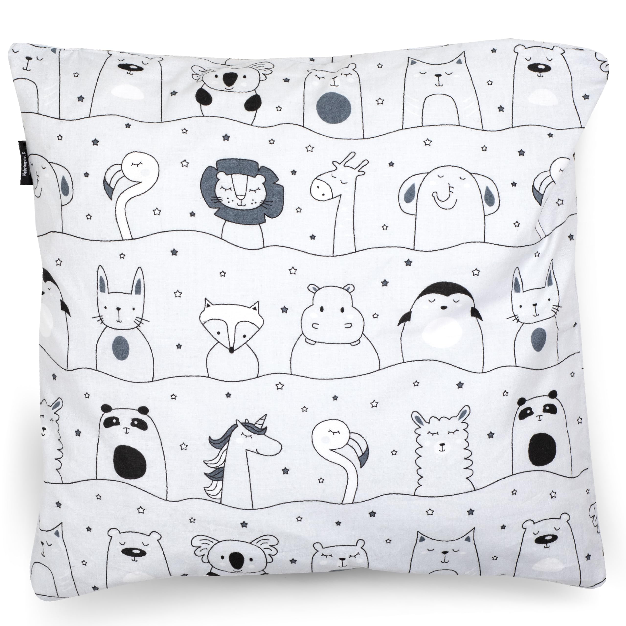 PinkZebra Funda de almohada para niños, funda de almohada de 40 x 40 cm, 100% algodón, funda de cojín para niños y niñas, certificado Öko-Tex Standard 100, fundas infantiles con cremallera, diseño de