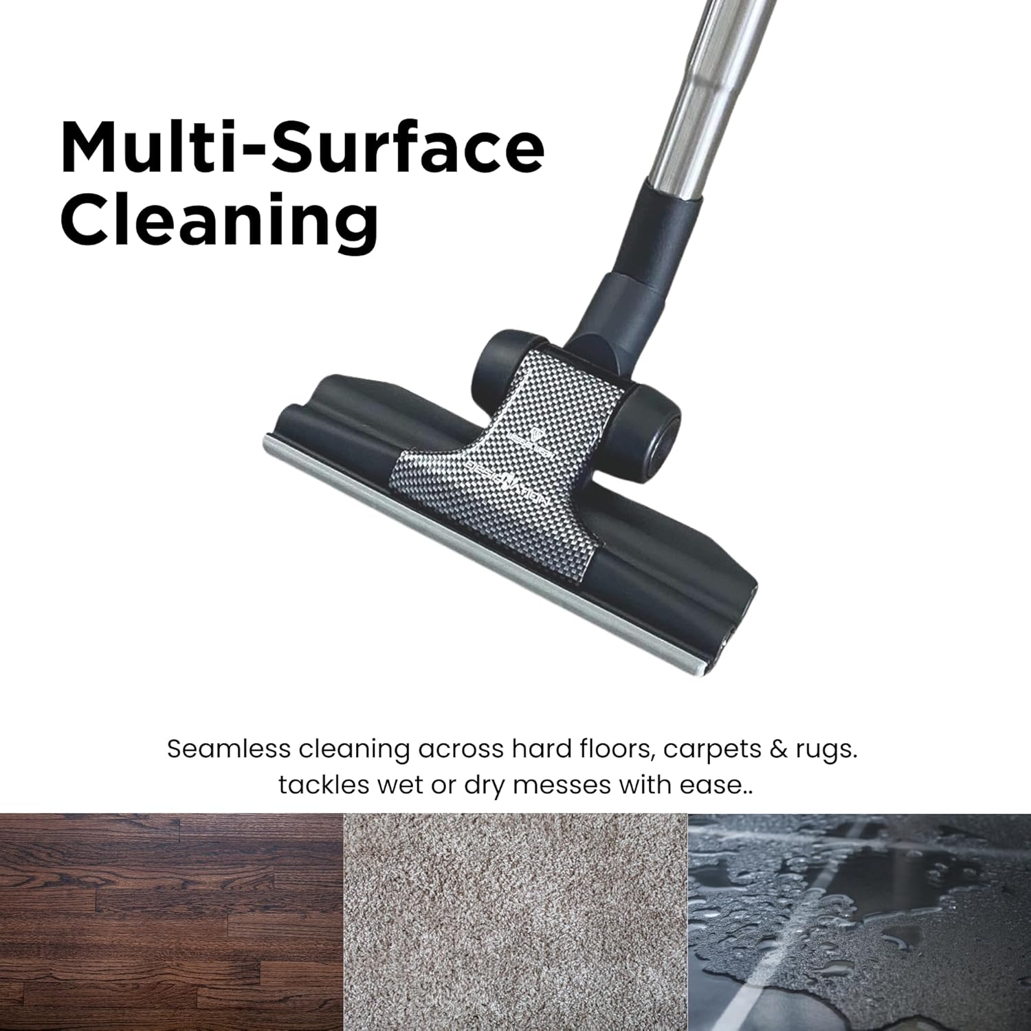 Wessel-Werk RD 285 Designation™ 3-in-1 Vacuum Floor Brush Attachment Set — Ultra-Thin Nozzle with Microfiber Wet/Dry Mop & Pet Hair Carpet Tool (Designation™ 3-in-1 Set)