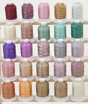 25 Colors Cones Variegated Polyester Embroidery Machine Thread 1000M 1100Y Works with Brother Babylock Janome Singer Pfaff Husqvarna Bernina Machines Set 2