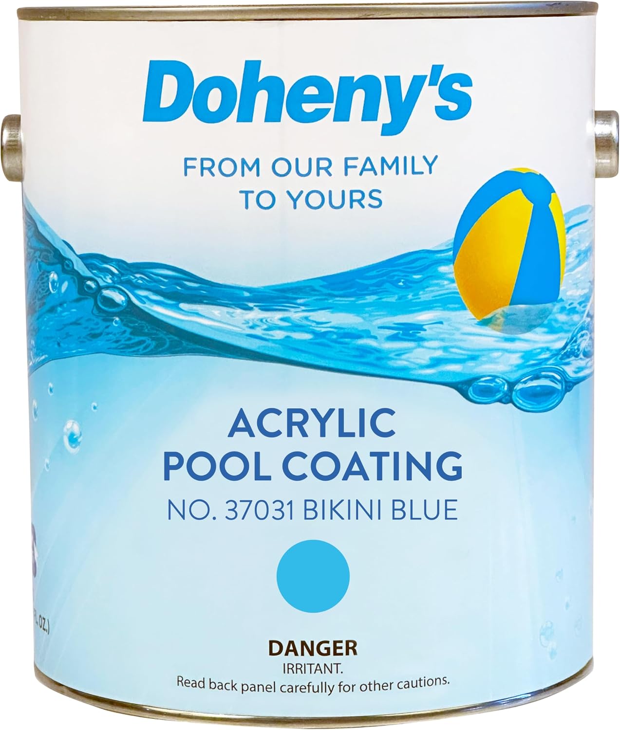 Doheny's Pro-Grade Acrylic Pool Paint | Water-Based, Self-Priming | For Damp, Acrylic, Chlorinated & Synthetic Rubber Surfaces | Easy Application, Long-Lasting | Bikini Blue | 1 Gallon
