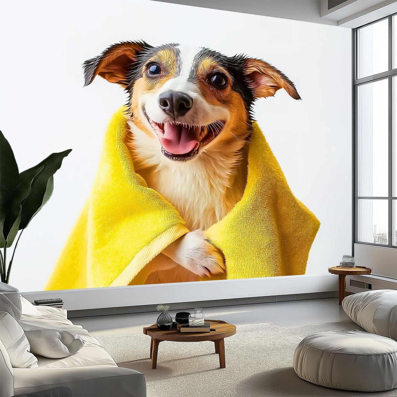 Papier peint panoramique chien poster geant mural salon 200x140