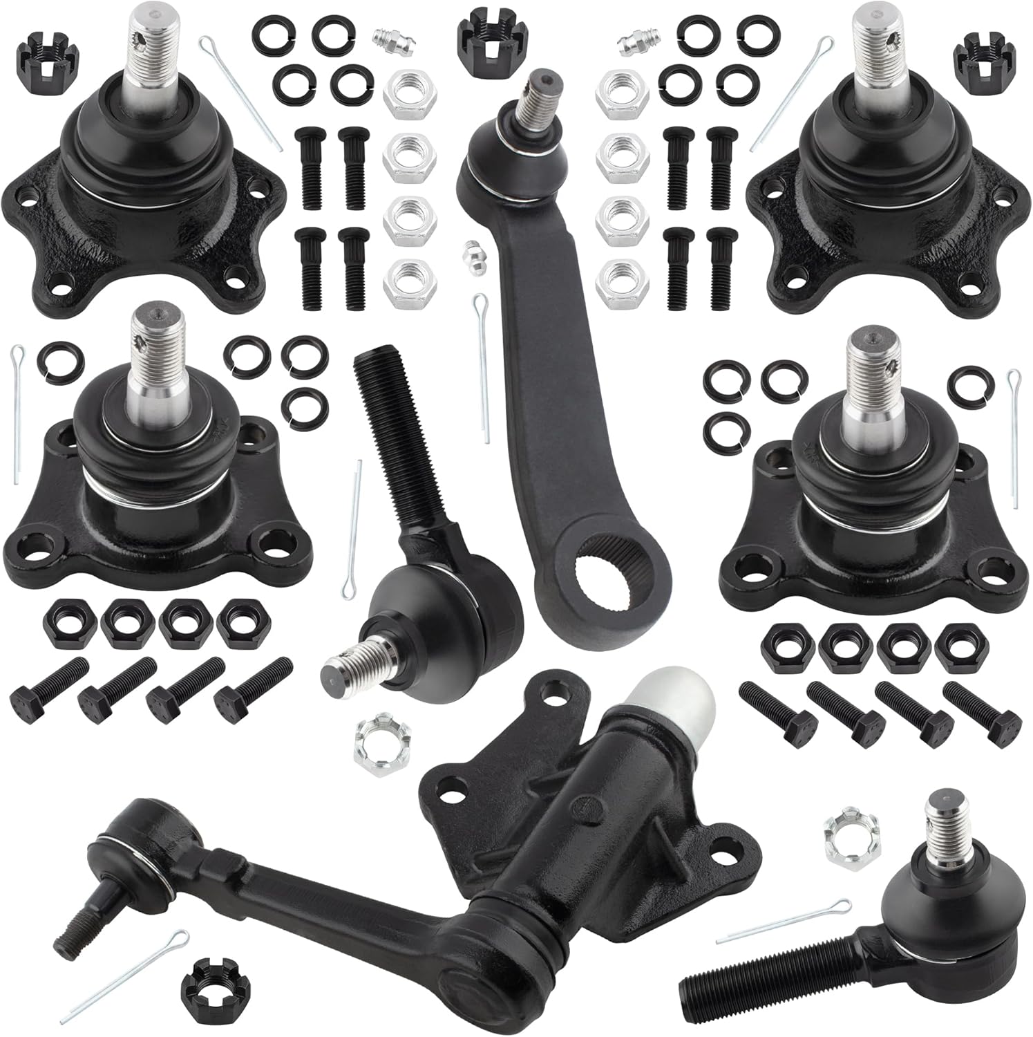 8pcs Front Upper Lower Ball Joints Pitman Arm Idler Arm Front Outer Tie Rod Ends Suspension Kit for Toyota 4Runner 1986-1989 & 1990-1991 4WD, Pickup 1989-1995 4WD K9422 K9424 ES2376 K9482 K9519
