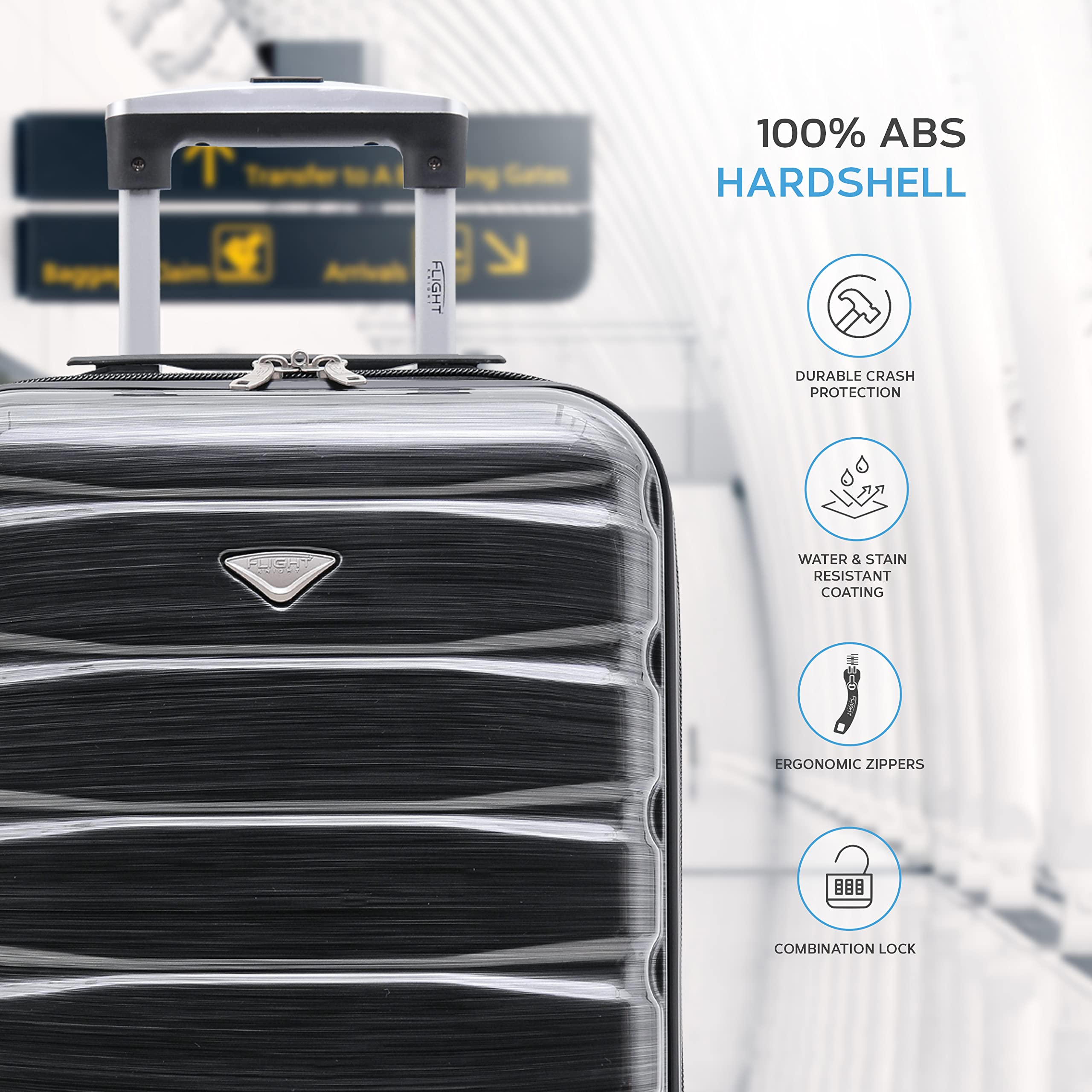 Flight Knight Cabin Suitcase 55x40x20 Ryanair Priority, EasyJet, Jet2 Lightweight Small Durable 4-Wheel Cabin Case, Carry-On for Over 60 Airlines, Hard Shell, 10kg Hand Luggage Bag (55 x 40 x 20 cm)