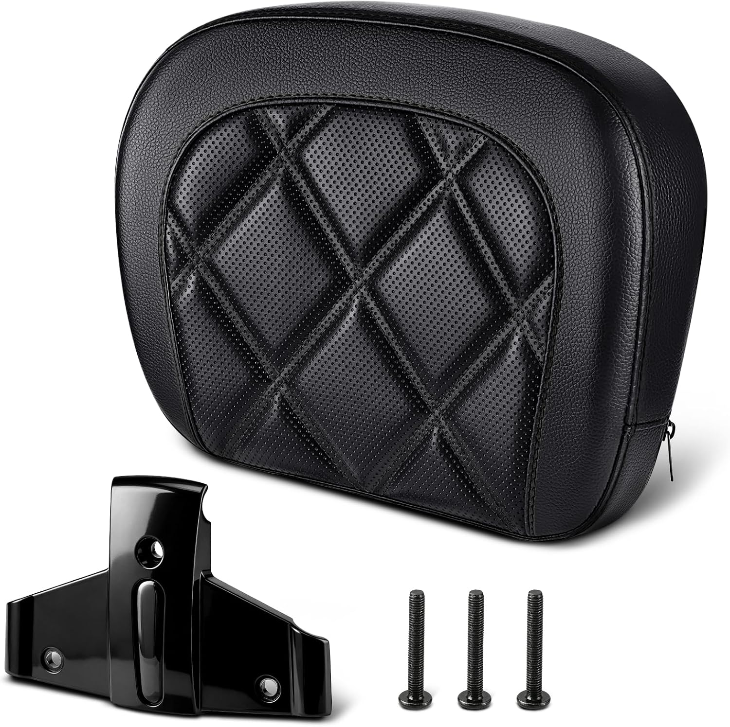 PBYMT Passenger Backrest Sissy Bar Pad, Quick Release Rear Sissy Bar Backrest Pad Fit for Harley Davidson Touring Road King Street Glide Electra Glide Road Glide Softail (Black)