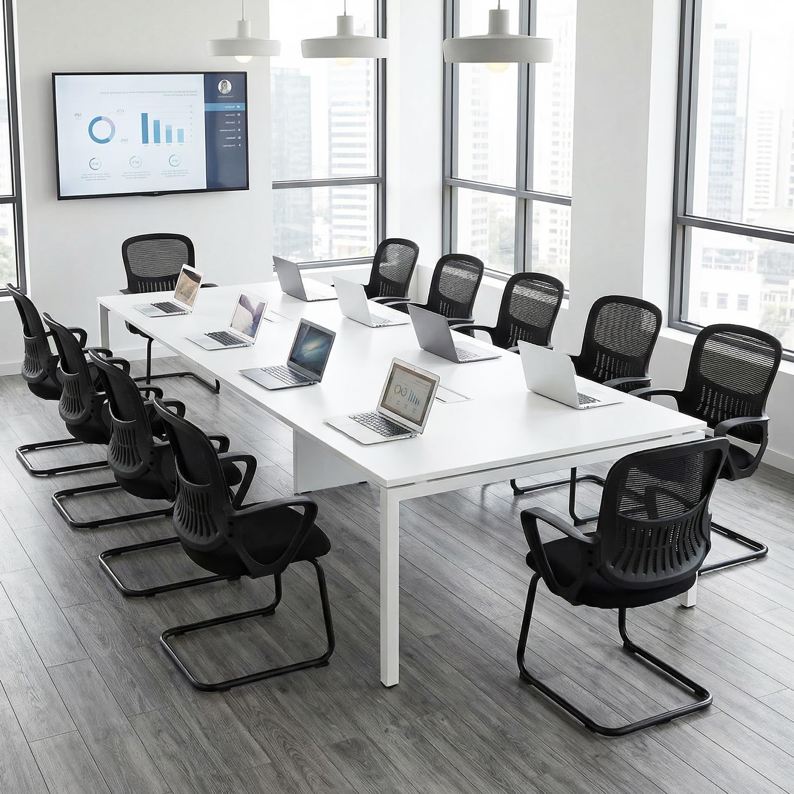 COSTWAY Freischwinger Stühle 2er Set, Konferenzstühle mit Armlehne & Lendenwirbelstütze, Schwingstühle, Bürostühle, Besucherstühle für Büro, Konferenzraum, Arbeitszimmer