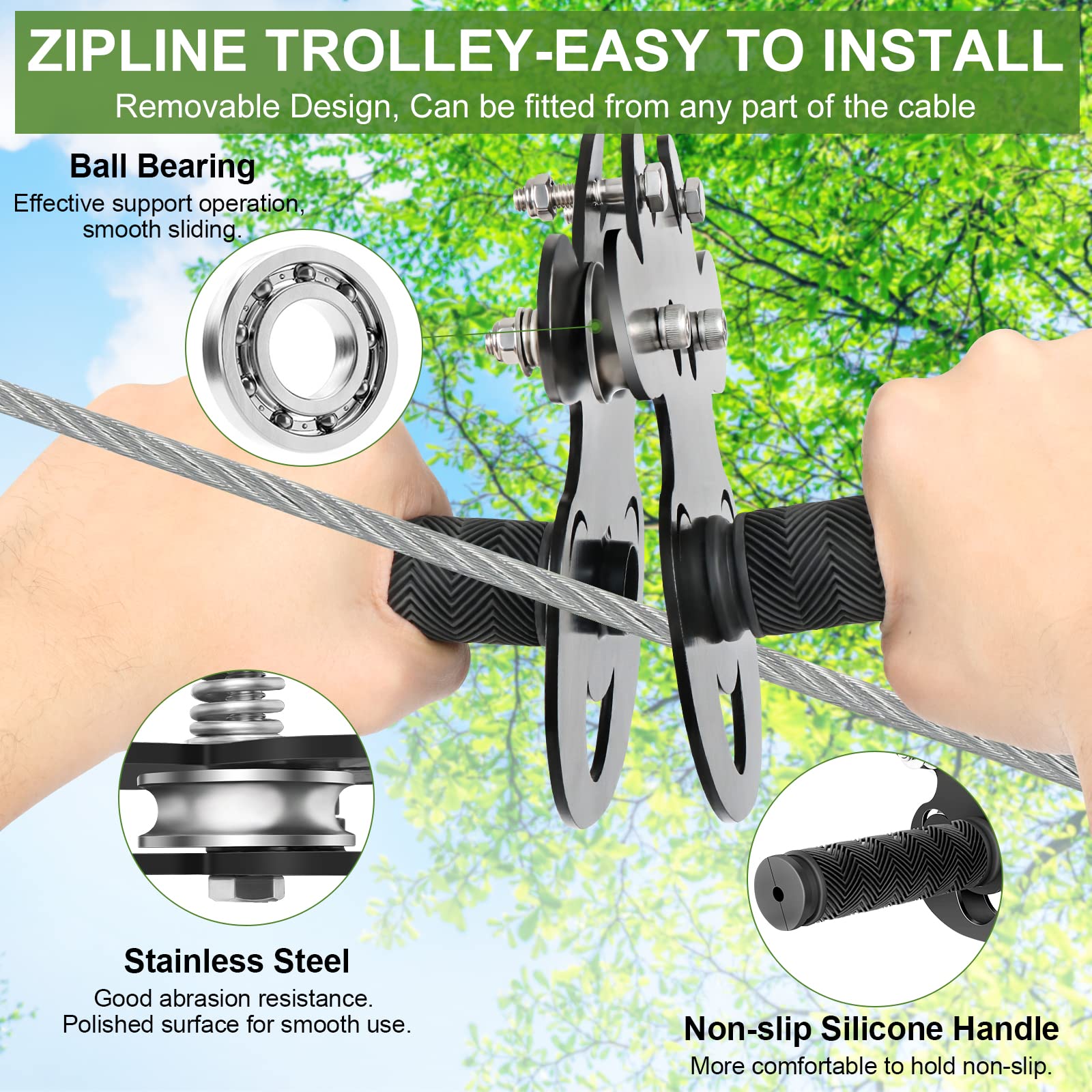 Buy NTR 450 lbs Zipline Kit for Backyard Zip Line for Kids with Multi