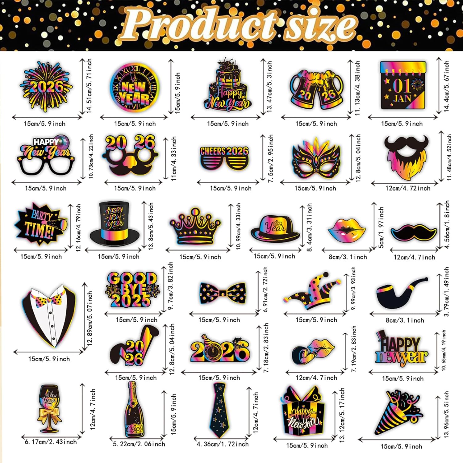 30 Pcs Happy New Year Photo Booth Props 2026 Eve Party Supplies Holiday Celebrations Funny Table Decorations Accessories - Image 5