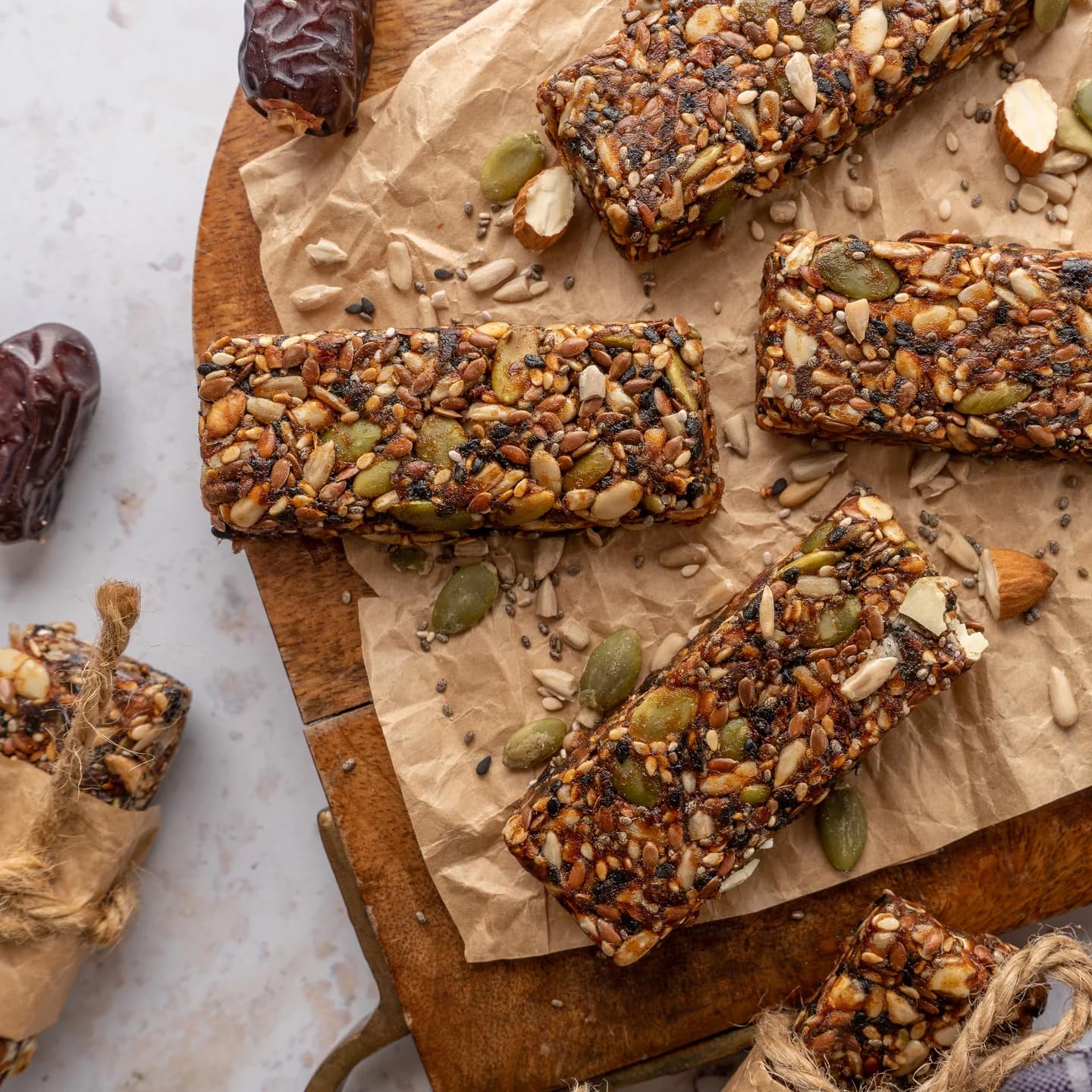 Bites of Bliss Date N Seeds Bar | Vegan Protein Bar Without Sugar | Dates, Almonds, Pumpkin, Sunflower, Flax, White & Black Sesame, Chia & Watermelon seeds | No Added Preservatives | Healthy Energy Bars | Double Pack — Amazon image 4