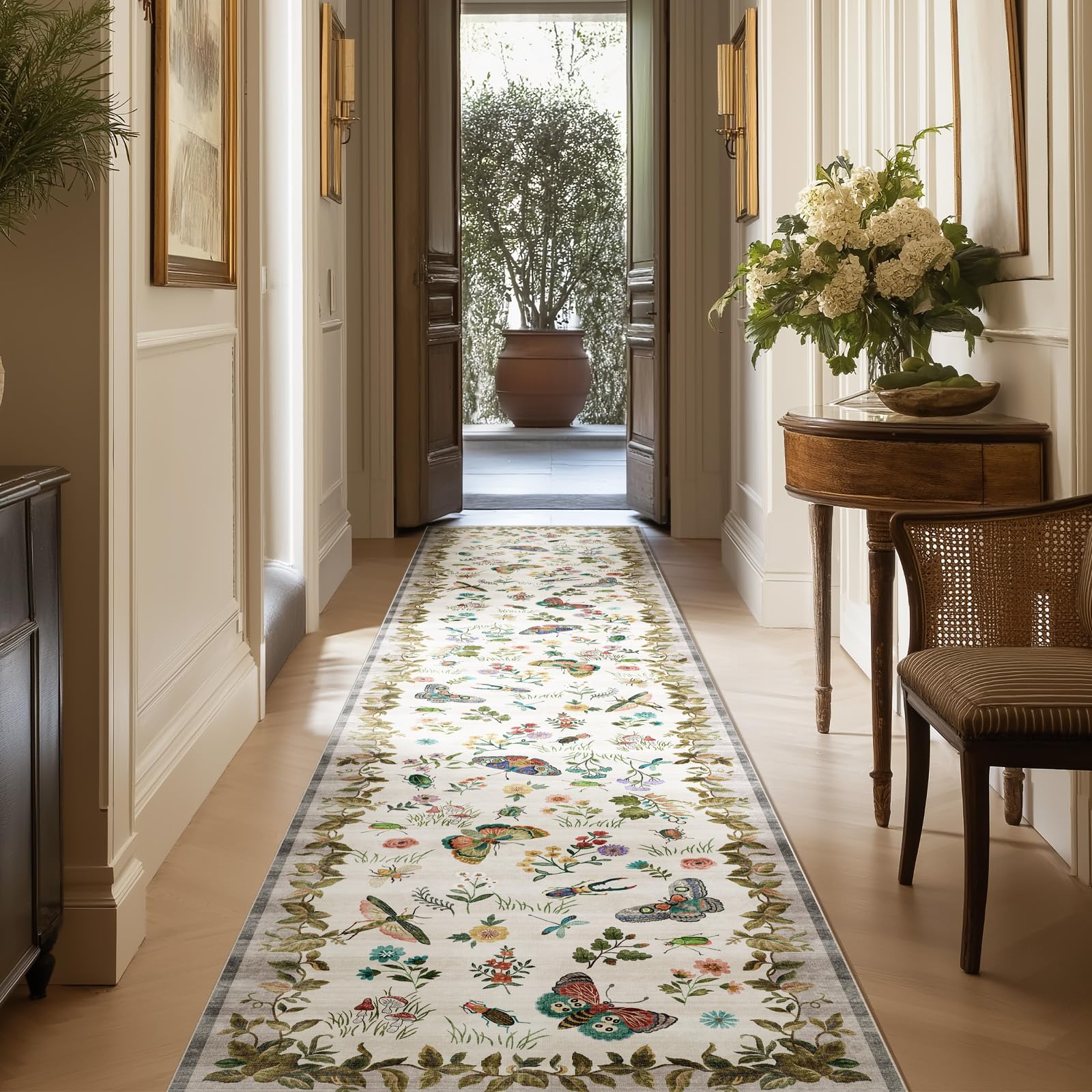 Machine Washable Kitchen Runner Rugs: 2'x10' Hallway Runner Stain Resistant Non Slip Low Pile Soft Indoor Carpet Runners for Hallways Entryway Kitchen Living Room Bedroom Bathroom Farmhouse