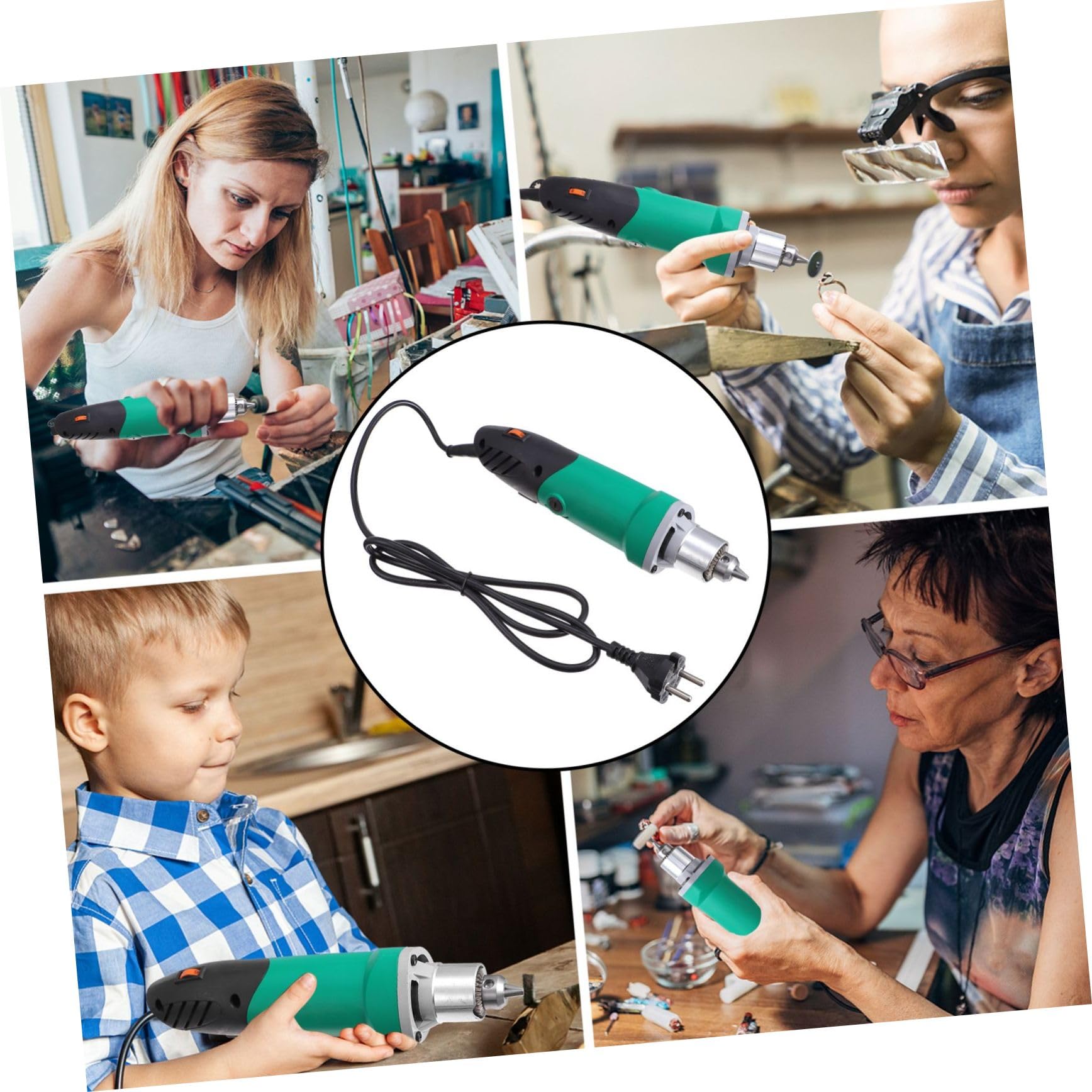 Uonlytech Smerigliatrice Elettrica 500w Velocità Regolabile a 6 Livelli e Mandrino 6,5mm in Plastico e Metallo per Incisione e Lavori di Precisione