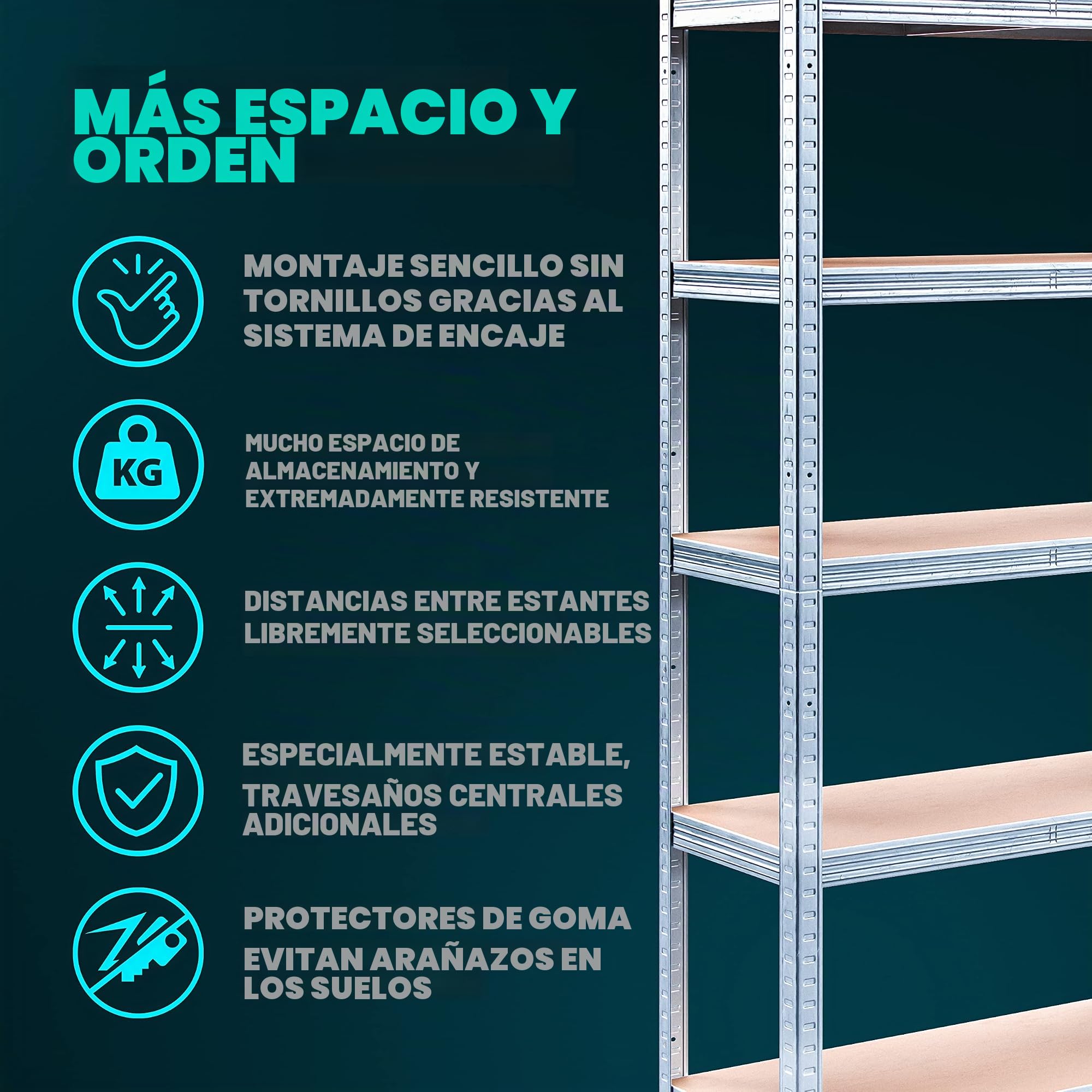 Monzana® Estantería Metálica Almacenaje 180x90x40cm 875kg 5 Estantes Altura Ajustable MDF Metal Galvanizado Taller