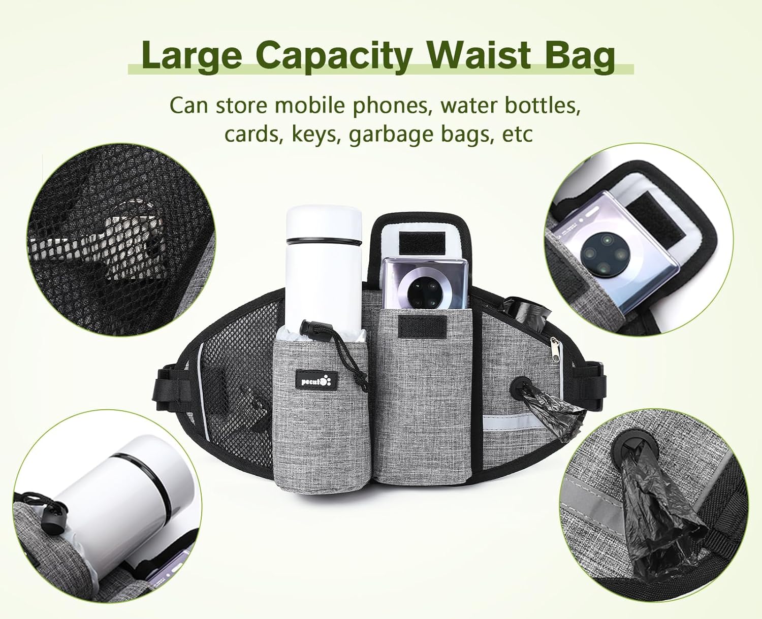 Pecute Running Dog Lead Hands Free Leash for Dogs Large Protect the Waist with Reflective Stitching, Adjustable Waist Belts, Endure 110 kg 6